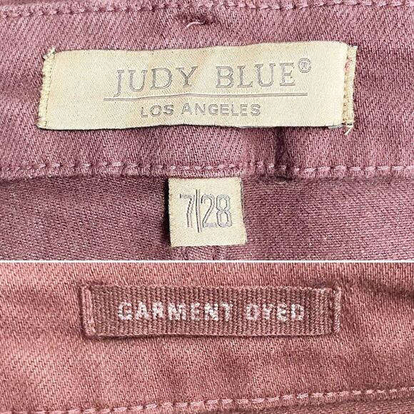 Judy Blue Jeans High Rise Cropped Wide Leg Jean in Oxblood Burgundy Size 28 | 6 - Picture 13 of 16